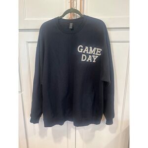 Game Day Pearl Rhinestone Sweatshirt Basketball Sequin sports game Black 2XL EUC